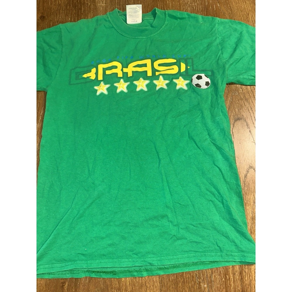 VINTAGE 2006 GERMANY FIFA WORLD CUP BRASIL T SHIRT Size Small Green - Picture 2 of 7